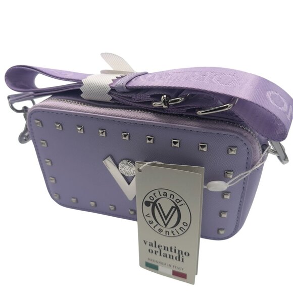 Valentino Orlandi Handbags - Valentino Orlandi Lavender Small Studded Crossbody Bag